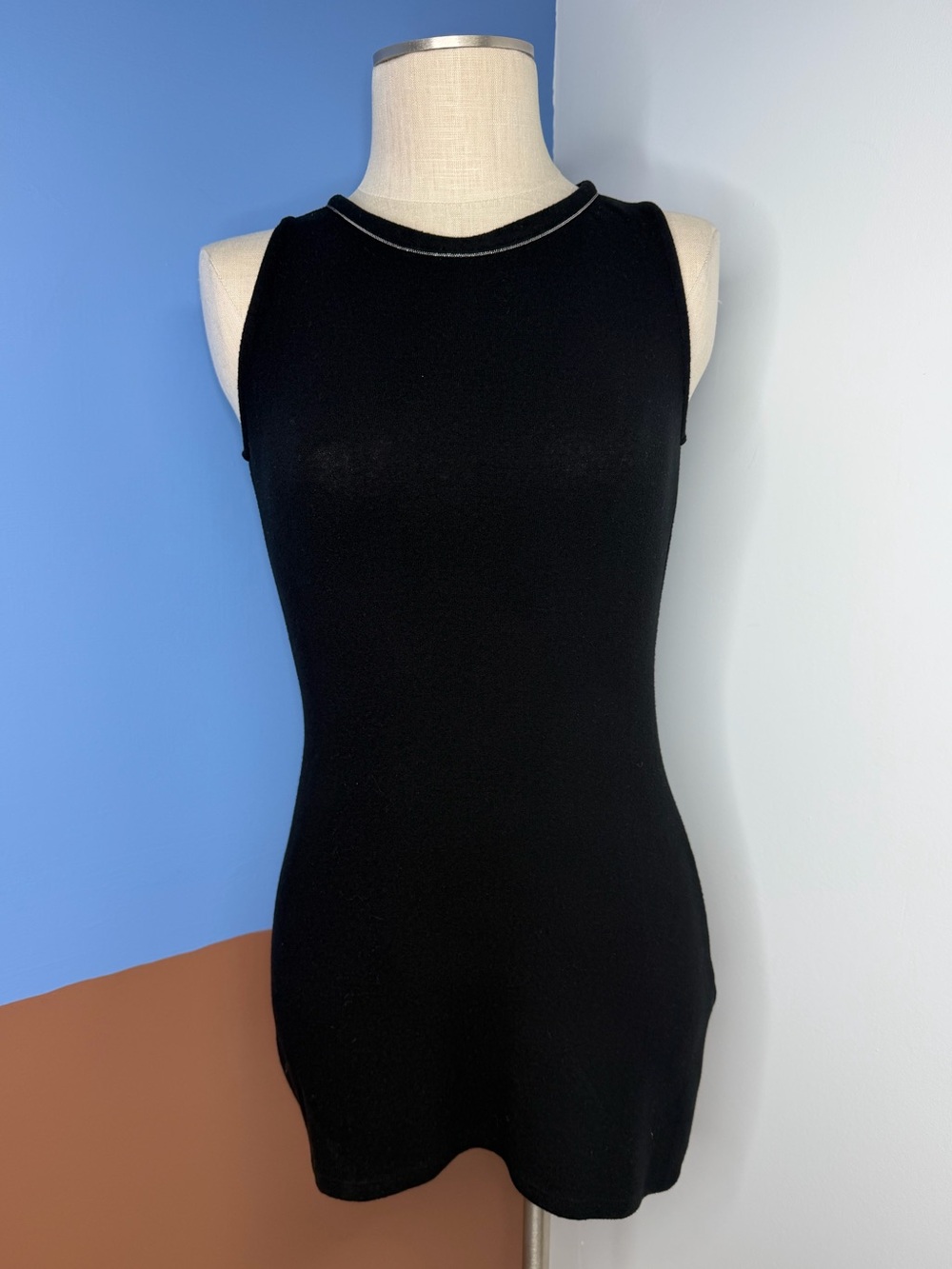 White House Black Market WHBM Tank Crewneck Beaded Mini Dress XS